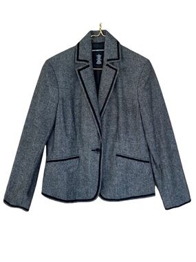 Norton McNaughton Wool Blend Ribbon Trim Detail Long Sleeve Blazer‎ Jacket